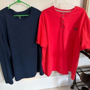 Big & Tall XXL Men’s T-Shirts L/S Blue Members Mark and S/S Red Wrangler henley
